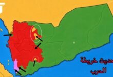 خريطة توضح تطورات العمليات العسكرية في اليمن