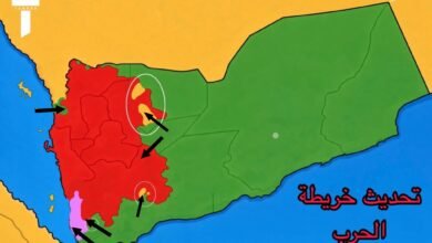 خريطة توضح تطورات العمليات العسكرية في اليمن